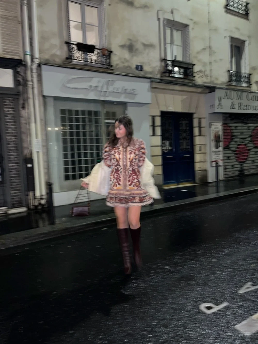 Farm Rio Boho Printed Long-Sleeve Mini Dress in Burgundy and Mustard - Picture 4 of 6